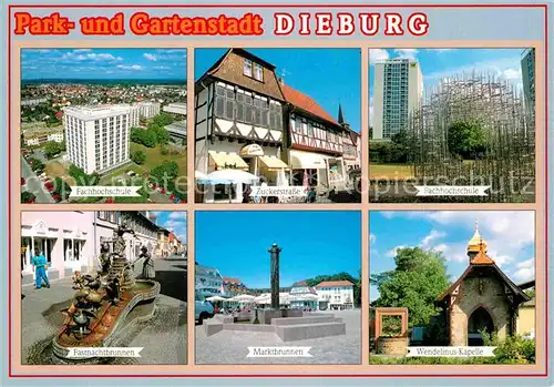 AK / Ansichtskarte Dieburg Fachhochschule Fasnachtsbrunnen Marktbrunnen Zuckerstrasse Kat. Dieburg