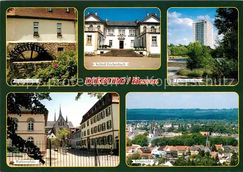 AK / Ansichtskarte Dieburg Brueckenmuehle Rathausplatz Teilansicht Fachhochschule Schloss Kat. Dieburg