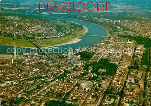 AK / Ansichtskarte Duesseldorf Fliegeraufnahme mit Rheinturm Kat. Duesseldorf