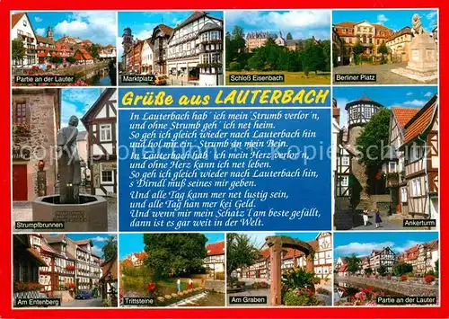 AK / Ansichtskarte Lauterbach Hessen Lauterpartie Markt Schloss Eisenbach Berliner Platz Strumpfbrunnen Ankerturm Entenberg Trittsteine Am Graben  Kat. Lauterbach (Hessen)