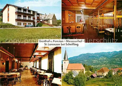 AK / Ansichtskarte St Lorenzen Wechsel Gasthof Pension Messnerhof Gastraeume Kirche Kat. Hartberg