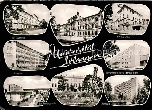 AK / Ansichtskarte Erlangen Universitaetsstadt Kliniken Schloss Hugenottenbrunnen Kat. Erlangen