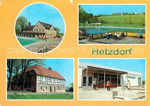 AK / Ansichtskarte Hetzdorf Halsbruecke Betriebsferienheim Narva Freibad Sumpfmuehle HOG Waldblick HO Kaufhalle Kat. Halsbruecke