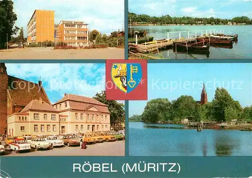 AK / Ansichtskarte Roebel Mueritz Sorge Oberschule Promenade Rathaus Am Hafen Kat. Roebel Mueritz
