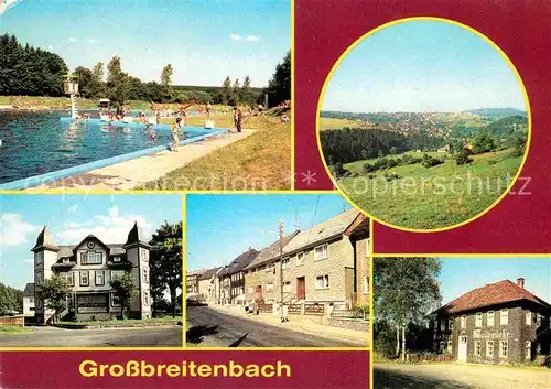 AK / Ansichtskarte Grossbreitenbach Thueringen Freibad Panorama Betriebsferienheim Hohe Tanne Hauptstrasse Gasthaus Zur Wallbruecke Kat. Grossbreitenbach