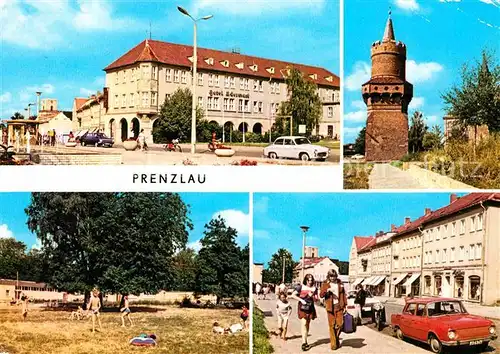 AK / Ansichtskarte Prenzlau Hotel Uckermark Mitteltorturm Staedt Seebad am Uckersee Strasse der Republik Kat. Prenzlau