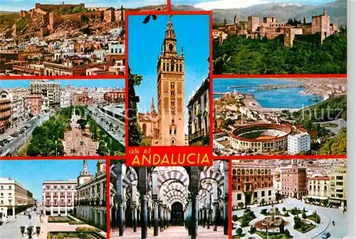 AK / Ansichtskarte Andalucia Andalusien Schloss Kirche Stadion Teilansichten Kat. Sevilla 