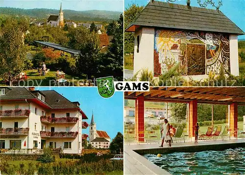 AK / Ansichtskarte Gams Bad Ortsansicht mit Kirche Kurhotel Hallenbad Sommerfrische Heilquelle Kat. Bad Gams