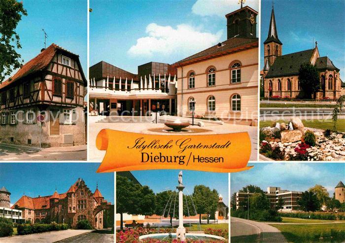 AK / Ansichtskarte Dieburg Schloss Rathaus Wallfahrtskirche Brunnen