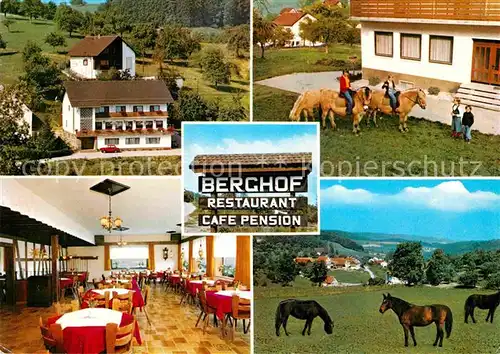 AK / Ansichtskarte Erzbach Gaststaette Pension Berghof Speisesaal Reiten Kat. Reichelsheim (Odenwald)