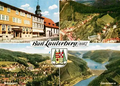 AK / Ansichtskarte Bad Lauterberg Hotel Ratskeller Fliegeraufnahme Teilansicht Odertalsperre Kat. Bad Lauterberg im Harz