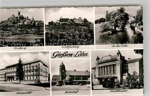 AK / Ansichtskarte Giessen Lahn Gleiberg Burg Schiffenberg Lahnpartie Stadttheater Bahnhof Universitaet Bromsilber Kat. Giessen
