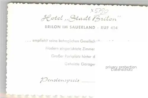 AK / Ansichtskarte Brilon Hotel Stadt Brilon Gastraeume Zimmer Kat. Brilon