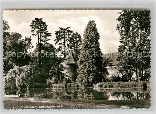 AK / Ansichtskarte Lich Hessen Schlossgarten Teich Kat. Lich