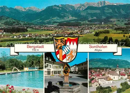 AK / Ansichtskarte Sonthofen Oberallgaeu Schwimmbad Brunnen  Kat. Sonthofen