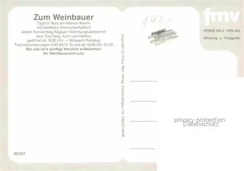 AK / Ansichtskarte Schwangau Zum Weinbauer Kat. Schwangau