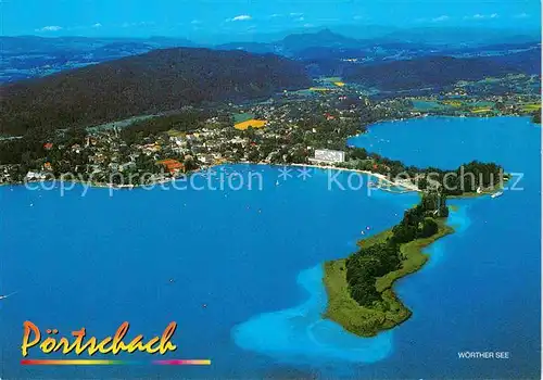 AK / Ansichtskarte Poertschach Woerthersee Bucht Halbinsel Fliegeraufnahme Kat. Poertschach Woerther See Kaernten