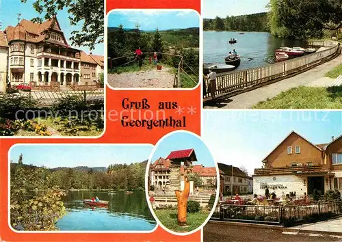 AK / Ansichtskarte Georgenthal Gotha Hotel Deutscher Hof Bootsanlegestelle Hammerteich Erholungsheim  Kat. Georgenthal