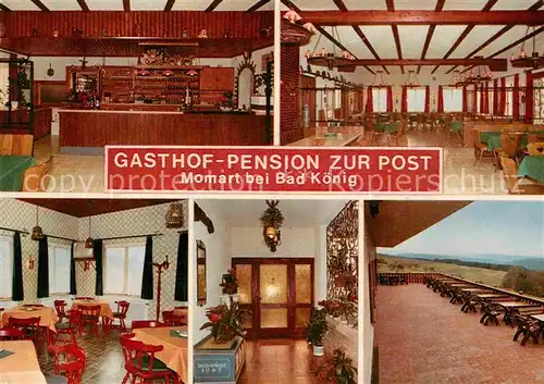 AK / Ansichtskarte Momart Gasthof Pension zur Post Gastraeume Terrasse Theke Kat. Bad Koenig