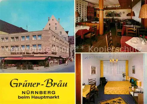 AK / Ansichtskarte Nuernberg Gruener Braeu Gaststube Zimmer Kat. Nuernberg