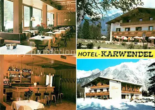 AK / Ansichtskarte Oberleutasch Hotel Karwendel Gastraum Bar Terrasse Kat. Leutasch Tirol