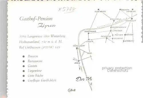 AK / Ansichtskarte Langewiese Gasthof Pension Zipress Odeborntal Kat. Winterberg