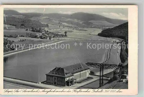 AK / Ansichtskarte Sorpesee Sauerland Staudamm Ausgleichsweiher des Kraftwerkes Kupfertiefdruck Kat. Sundern (Sauerland)