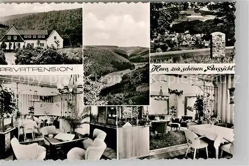 AK / Ansichtskarte Liesen Landschaftspanorama Gedenkstein Pension Haus zur schoenen Aussicht Kat. Hallenberg