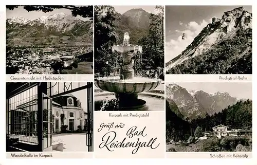 AK / Ansichtskarte Bad Reichenhall Wandelhalle Kurpark Hochstaufen Predigtstuhl Brunnen Schroffen Kat. Bad Reichenhall