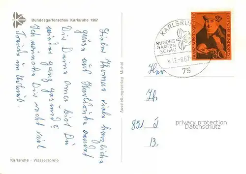 AK / Ansichtskarte Karlsruhe Baden Bundesgartenschau 1967