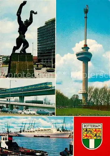 AK / Ansichtskarte Rotterdam Zweite Weltkrieg Denkmal Euromast Hafen Kat. Rotterdam