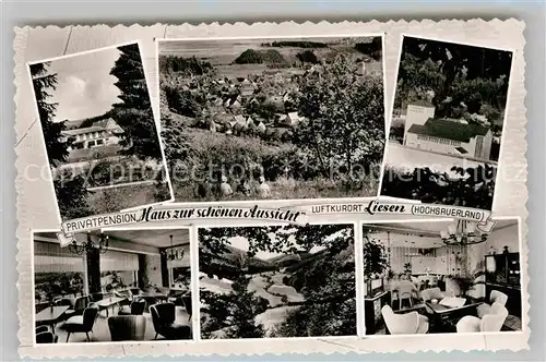 AK / Ansichtskarte Liesen Pension Haus zur schoenen Aussicht Kirche Panorama Luftkurort Kat. Hallenberg