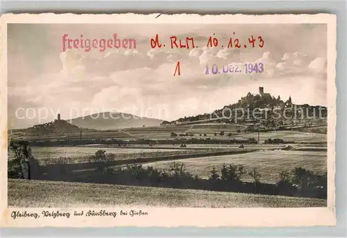 AK / Ansichtskarte Gleiberg Panorama Blick zur Burgruine Vetzberg und Duensberg Zensur Stempel "freigegeben"