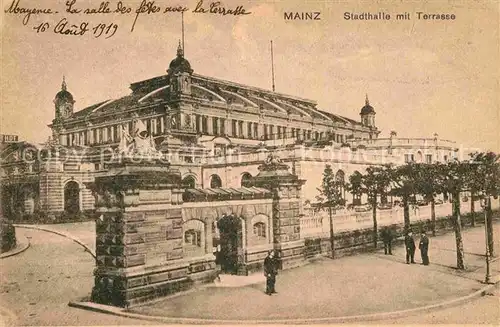 AK / Ansichtskarte Mainz Rhein Stadthalle mit Terrasse