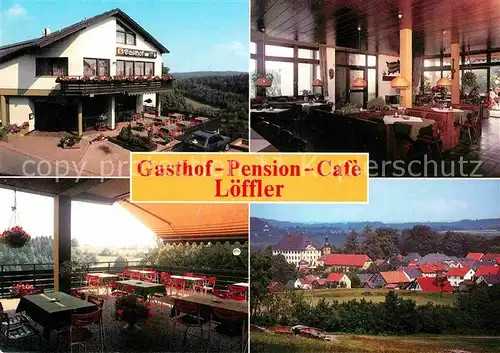 AK / Ansichtskarte Trockau Gasthof Pension Cafe Loeffler Gastraeume Ortsblick Kat. Pegnitz