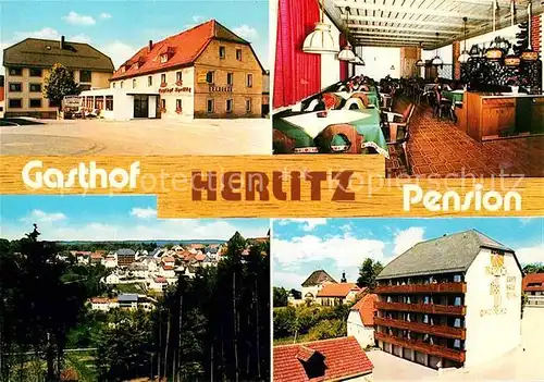 AK / Ansichtskarte Trockau Gasthof Herlitz Pension Gastraum Stadtblick Kat. Pegnitz