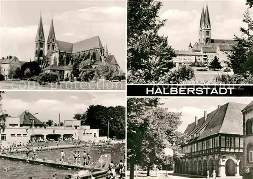 AK / Ansichtskarte Halberstadt Dom Schwimmbad Fachwerk Kat. Halberstadt