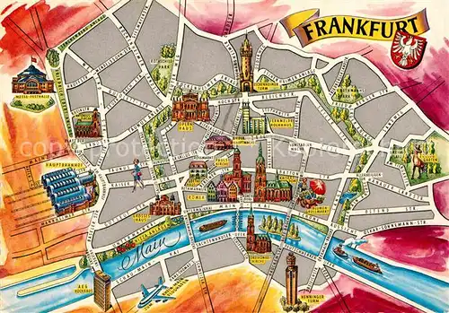 AK / Ansichtskarte Frankfurt Main Stadtplan Kat. Frankfurt am Main