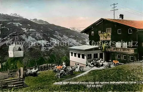 AK / Ansichtskarte Zell Ziller Tirol Grindl Alm Gasthof Enzianbraeu Sepp mit Seilbahnbetrieb Kat. Zell am Ziller