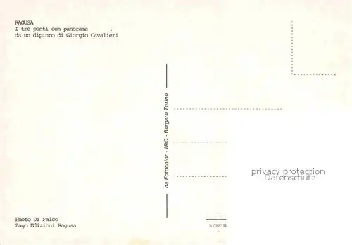 AK / Ansichtskarte Ragusa Sizilien I tre ponti con panorama da un dipinto di Giorgio Cavalieri