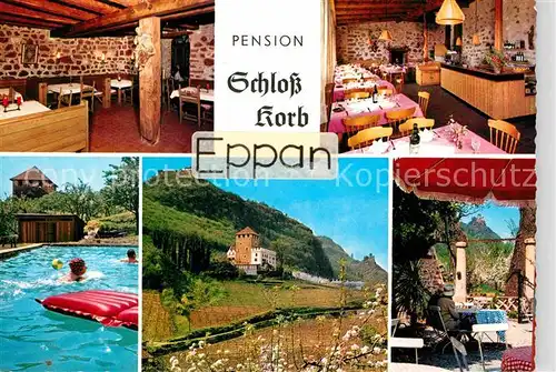 AK / Ansichtskarte Eppan Suedtirol Pension Schloss Korb Gastraeume Schwimmbad Terrasse Kat. Italien