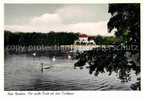 AK / Ansichtskarte Bad Nauheim Grosser Teich mit Teichhaus Schwaene Kat. Bad Nauheim