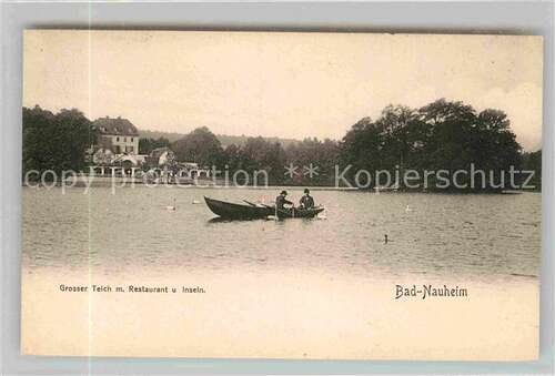 AK / Ansichtskarte Bad Nauheim Grosser Teich mit Restaurant und Inseln