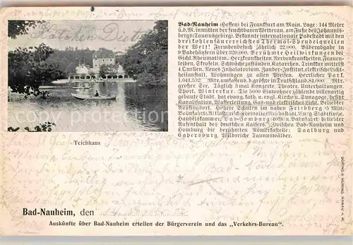 AK / Ansichtskarte Bad Nauheim Grosser Teich mit Teichhaus Kat. Bad Nauheim