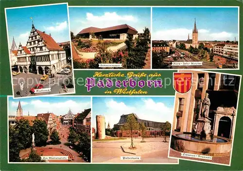 AK / Ansichtskarte Paderborn Marienplatz Paderhalle Rathaus Kirche Kat. Paderborn