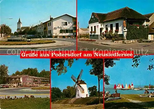 AK / Ansichtskarte Podersdorf Neusiedler See Badestrand Muehle