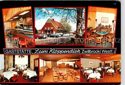 AK / Ansichtskarte Zwillbrock Gaststaette Zum Kloppendiek Bar Gaststube Speisesaal Kat. Vreden