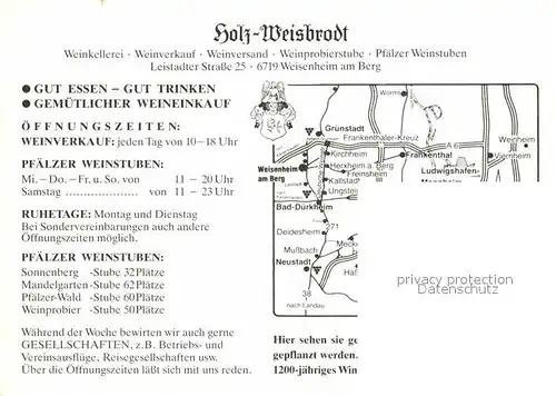 AK / Ansichtskarte Weisenheim Berg Holz Weisbrodt Weinkellerei Weinverkauf Weinprobierstube Kat. Weisenheim am Berg