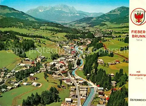 AK / Ansichtskarte Fieberbrunn Tirol Fliegeraufnahme mit Kaisergebirge Kat. Fieberbrunn
