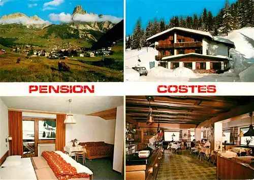AK / Ansichtskarte Corvara Pustertal Suedtirol Panorama Pension Costes Zimmer Gastraum Kat. Pustertal